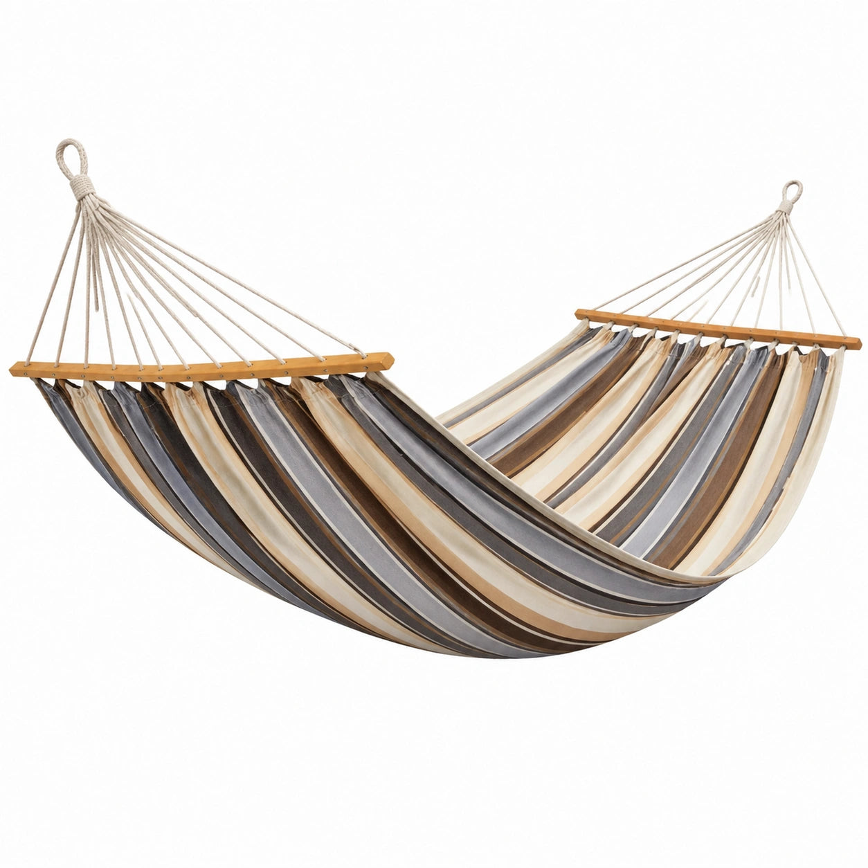 Amaca da Esterno in Cotone con Strisce Multicolore e Struttura in Legno
