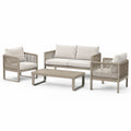 Set di Mobili da Giardino in Alluminio con Cuscini in Poliestere e Tavolino Beige