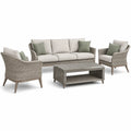 Set di mobili da esterno in rattan con cuscini beige