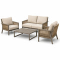 Set da Giardino in Legno e Metallo con Cuscini in Poliestere Beige