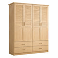 Armadio in legno con ante a persiana e cassetti 200x180x60 cm