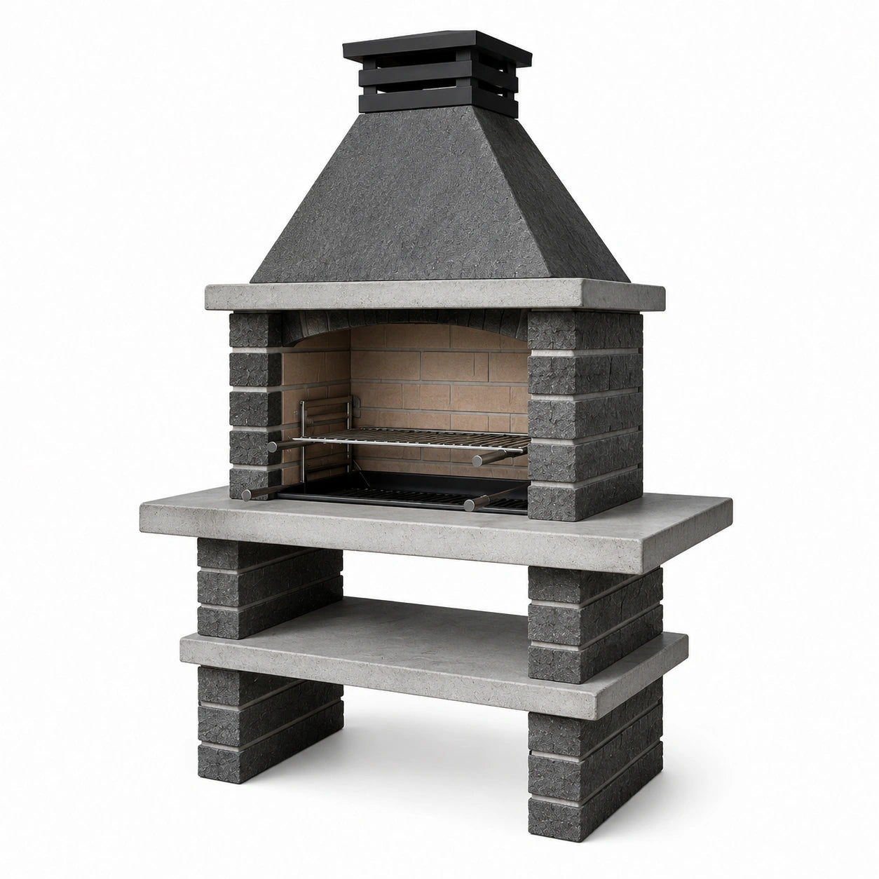 Barbecue da Esterno in Cemento e Pietra Lavica Grigio 120x65x170cm