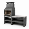 Barbecue in cemento antracite con piano laterale in granito