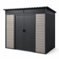 Casetta da Giardino in Composito e Acciaio Grigio/Nero 200x130x220 cm