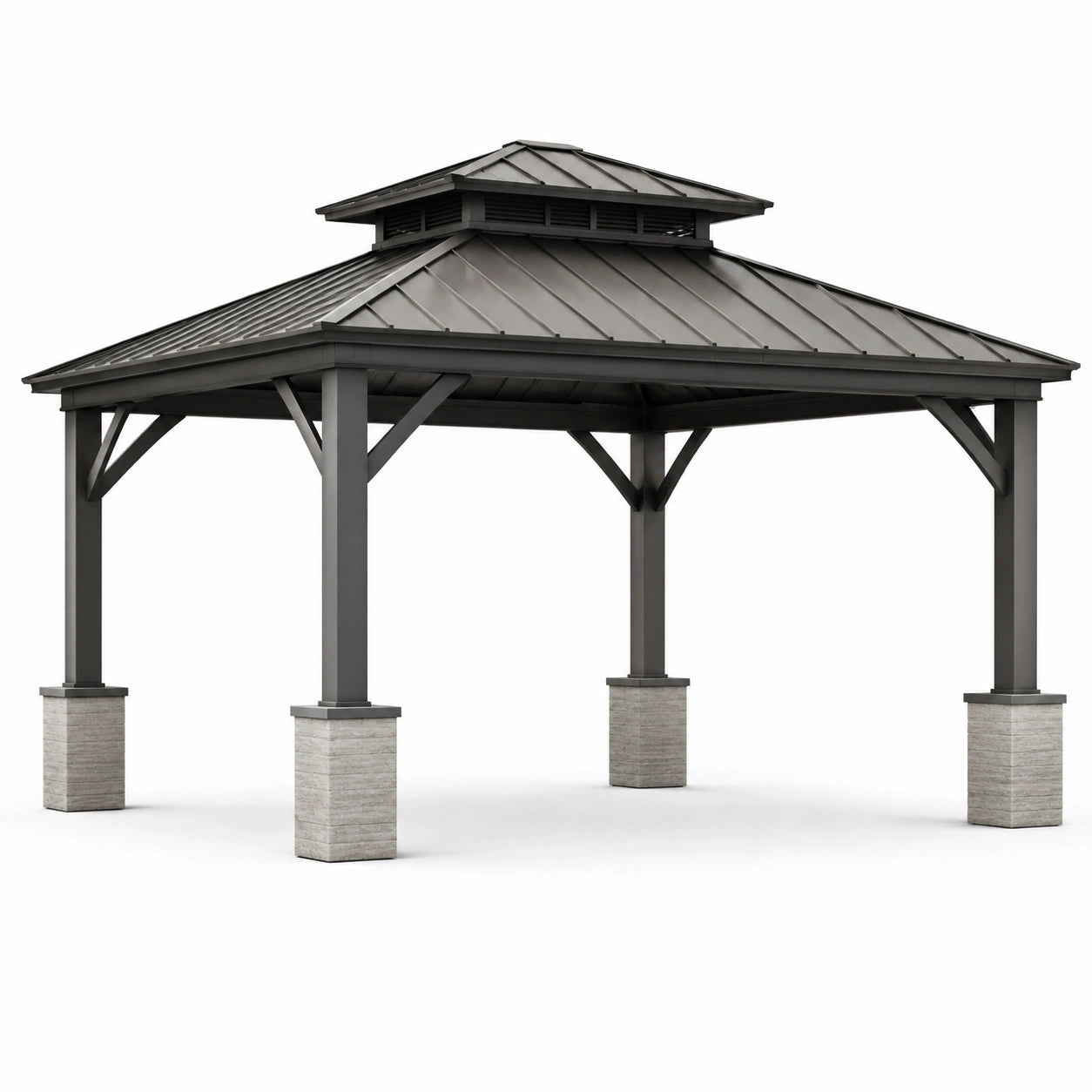 Gazebo in Alluminio e Acciaio con Basamento in Cemento Composito