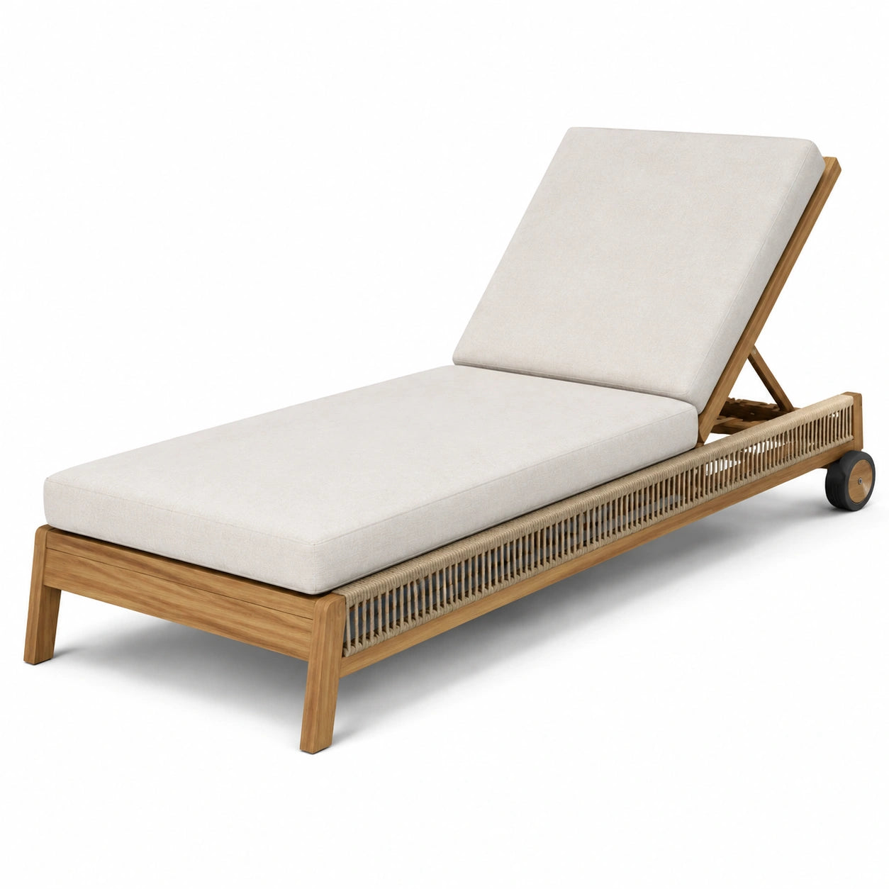 Sdraio da Esterno Regolabile in Teak e Poliestere Beige