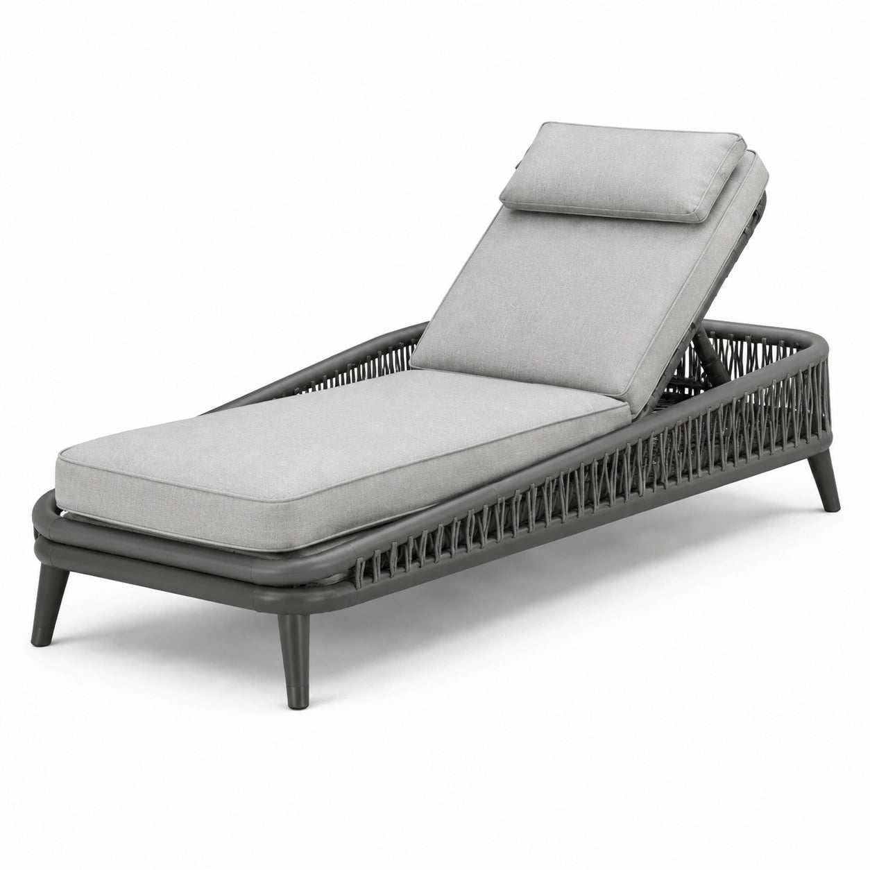 Lettino prendisole in alluminio e tessuto grigio chiaro 200x75x30 cm